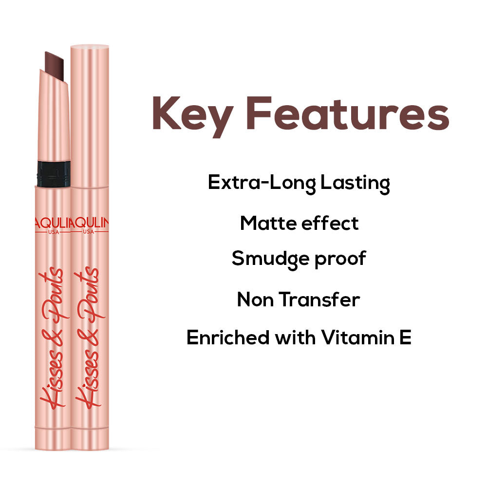 Jaquline USA Kisses & Pouts Matte Lipstick 1.4gm Lip locked 10 (1.4gm)