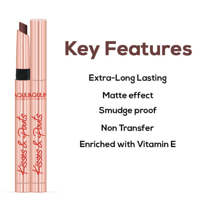 Jaquline USA Kisses & Pouts Matte Lipstick 1.4gm Lip locked 10 (1.4gm)