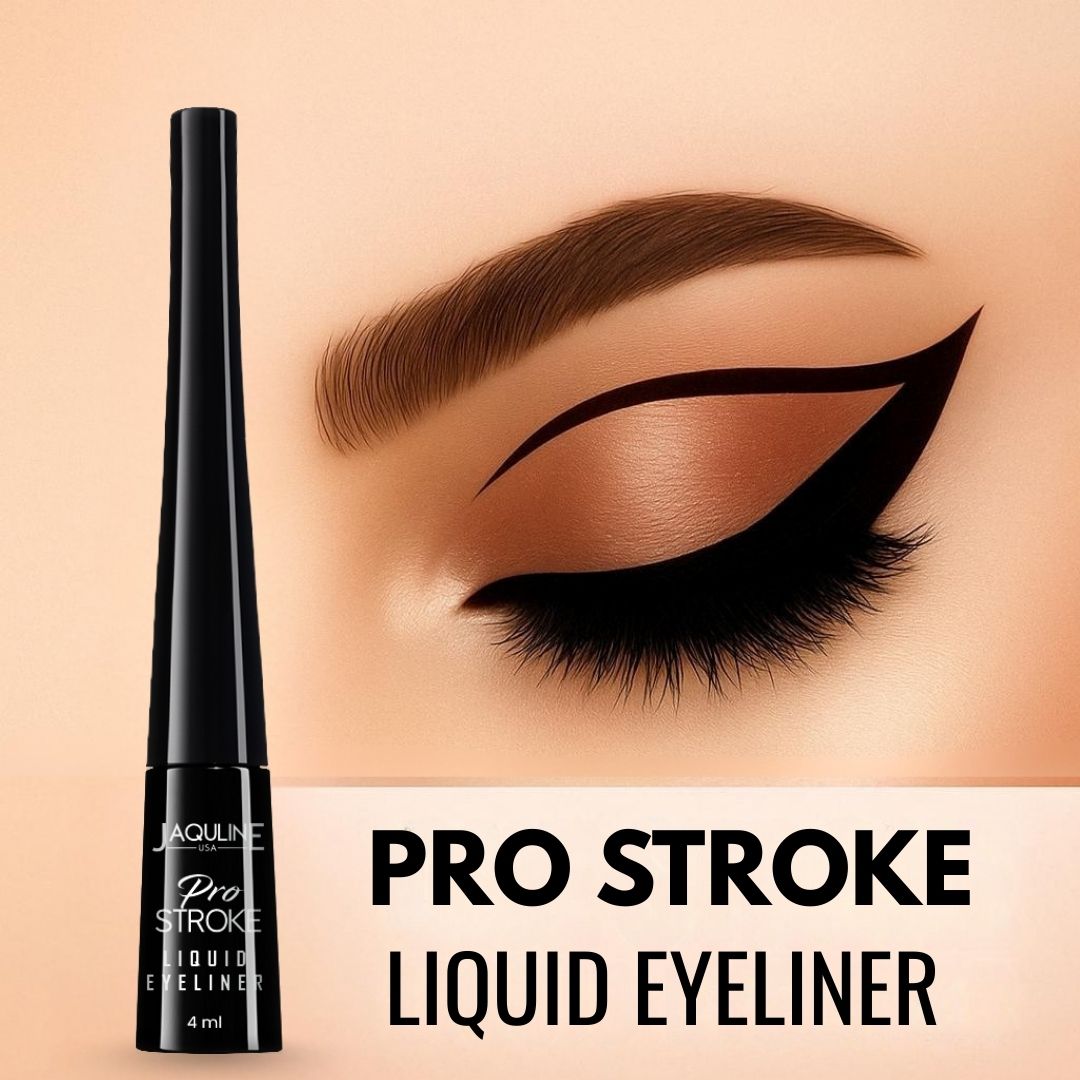 Jaquline USA Pro Stroke Liquid Eyeliner Matte Black 4ml, Enriched with Almond Extract, long lasting, Smudge proof
