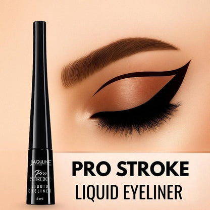 Jaquline USA Pro Stroke Liquid Eyeliner Matte Black 4ml, Enriched with Almond Extract, long lasting, Smudge proof