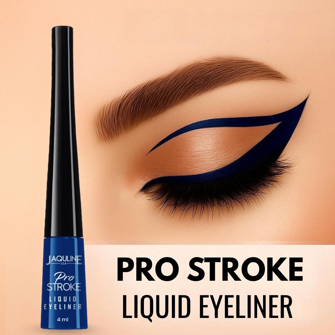 Jaquline USA Pro Stroke Liquid Eyeliner Classic Blue 4ml, Enriched with Almond Extract, long lasting, Smudge proof