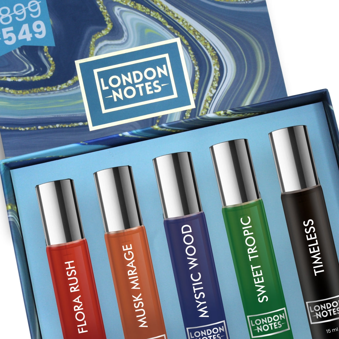 London Notes Eau De Parfum Gift Set 5x15 ml for Unisex | Long Lasting EDP Fragrance Scent