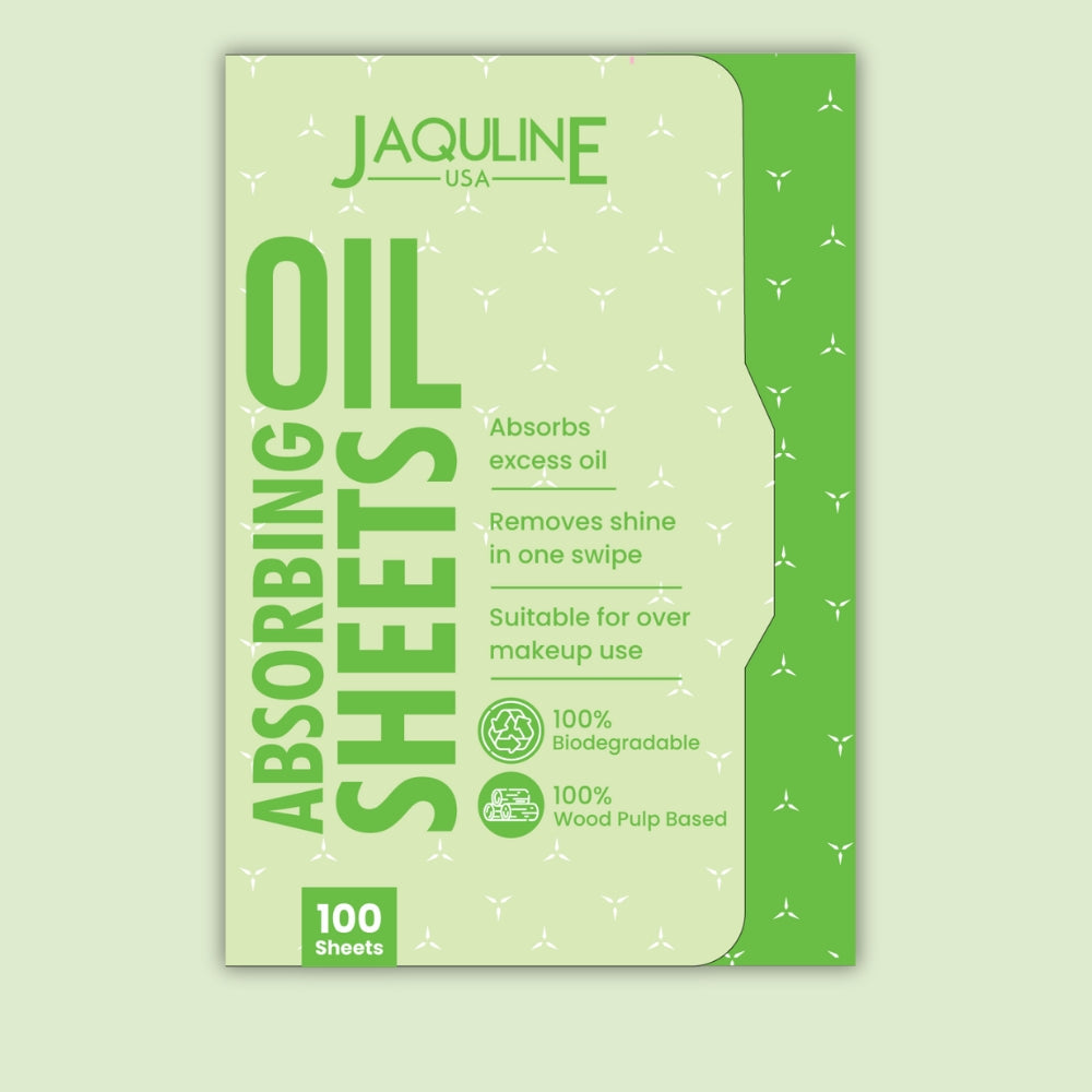 Jaquline USA Green Oil Absorbing Sheets 100N - Instant Oil Control Blotting Paper for Face, Gentle on Skin, Travel Friendly, 