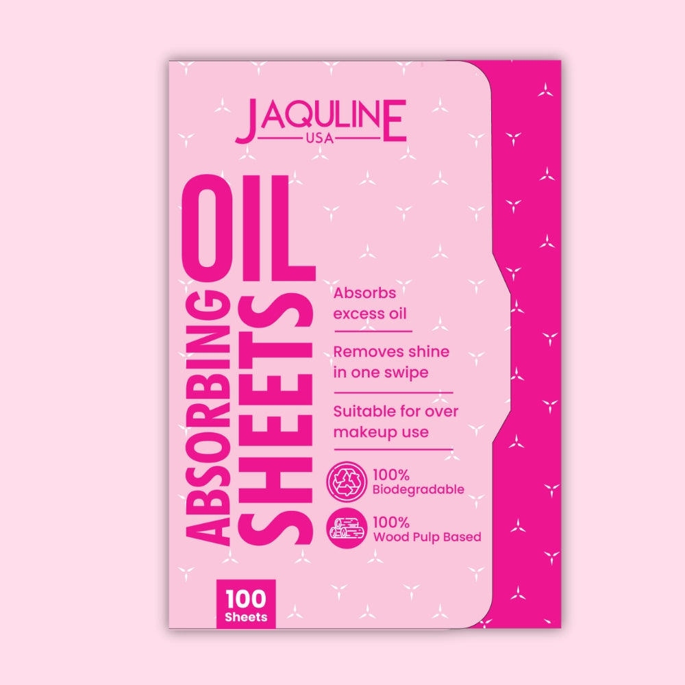Jaquline USA Pink Oil Absorbing Sheets 100N - Instant Oil Control Blotting Paper for Face, Gentle on Skin, Travel Friendly, P