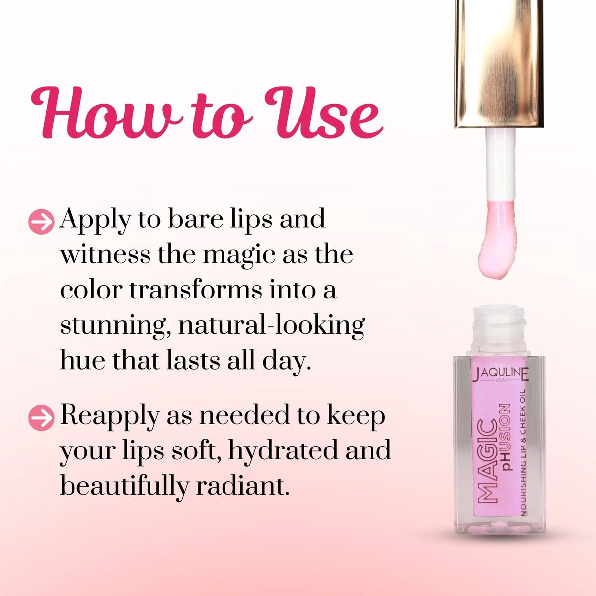 Jaquline USA Magic Phusion lip & Cheek oil, Long Lasting Nourishment Non-Sticky & glossy Heals & Moisturizes Lips Celestial C