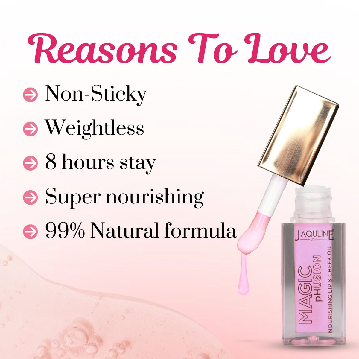 Jaquline USA Magic Phusion lip & Cheek oil, Long Lasting Nourishment Non-Sticky & glossy Heals & Moisturizes Lips Celestial C