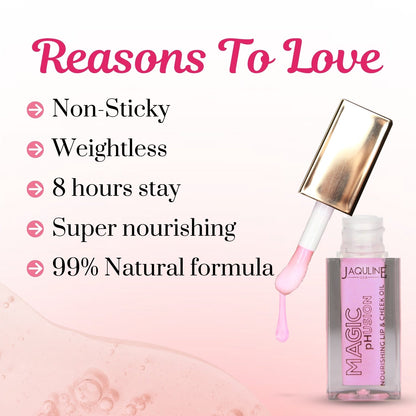 Jaquline USA Magic Phusion lip & Cheek oil, Long Lasting Nourishment Non-Sticky & glossy Heals & Moisturizes Lips Celestial C