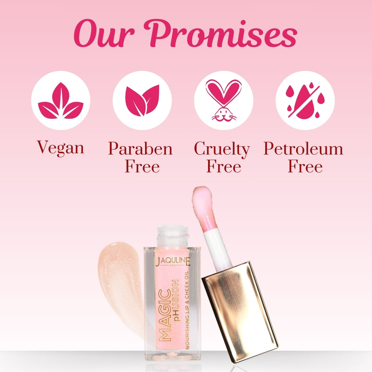 Jaquline USA Magic Phusion lip & Cheek oil, Long Lasting Nourishment Non-Sticky & glossy Heals & Moisturizes Lips Shining Sta