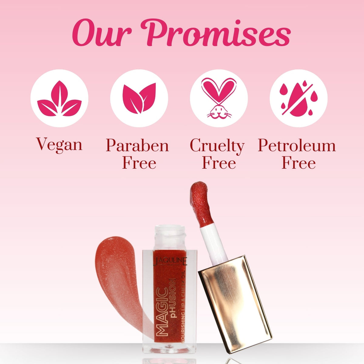 Jaquline USA Magic Phusion lip & Cheek oil, Long Lasting Nourishment Non-Sticky & glossy Heals & Moisturizes Lips Coral Cosmi