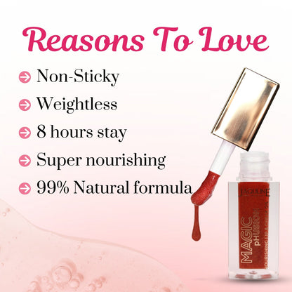 Jaquline USA Magic Phusion lip & Cheek oil, Long Lasting Nourishment Non-Sticky & glossy Heals & Moisturizes Lips Coral Cosmi