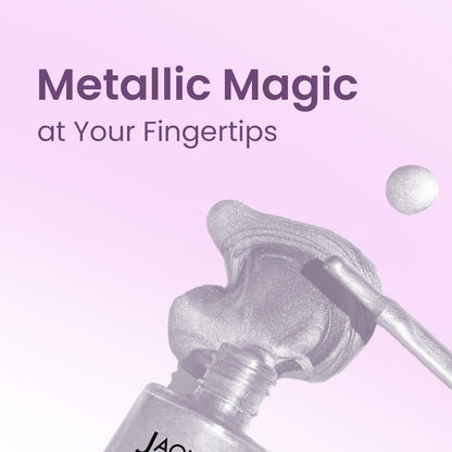 Jaquline USA Chrome Stroke Nail Polish, Intense Metallic Finish, Long Lasting, Intense Shine- Tech Purple 02