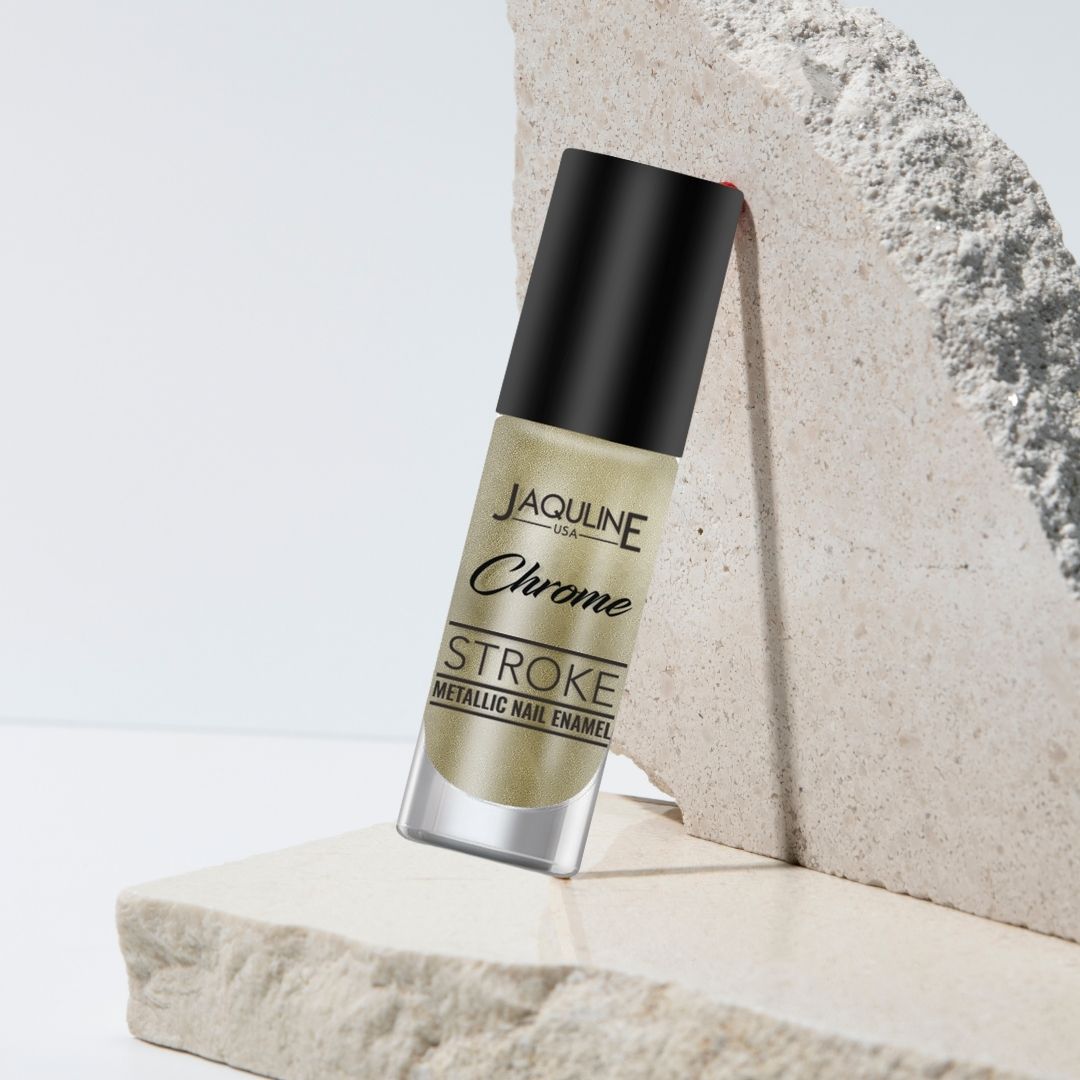 Jaquline USA Chrome Stroke Nail Polish, Intense Metallic Finish, Long Lasting, Intense Shine - Solar Gold 03