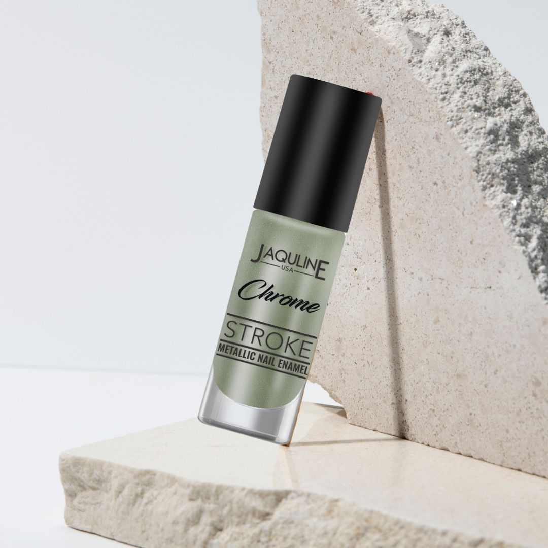 Jaquline USA Chrome Stroke Nail Polish, Intense Metallic Finish, Long Lasting, Intense Shine - Cyber Mint 04
