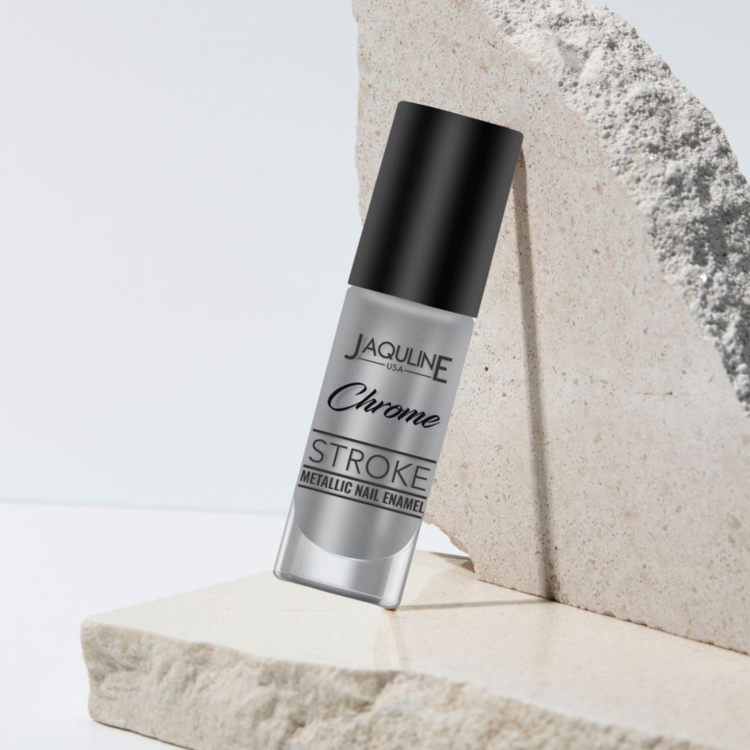 Jaquline USA Chrome Stroke Nail Polish, Intense Metallic Finish, Long Lasting, Intense Shine - Silver Pulse 05