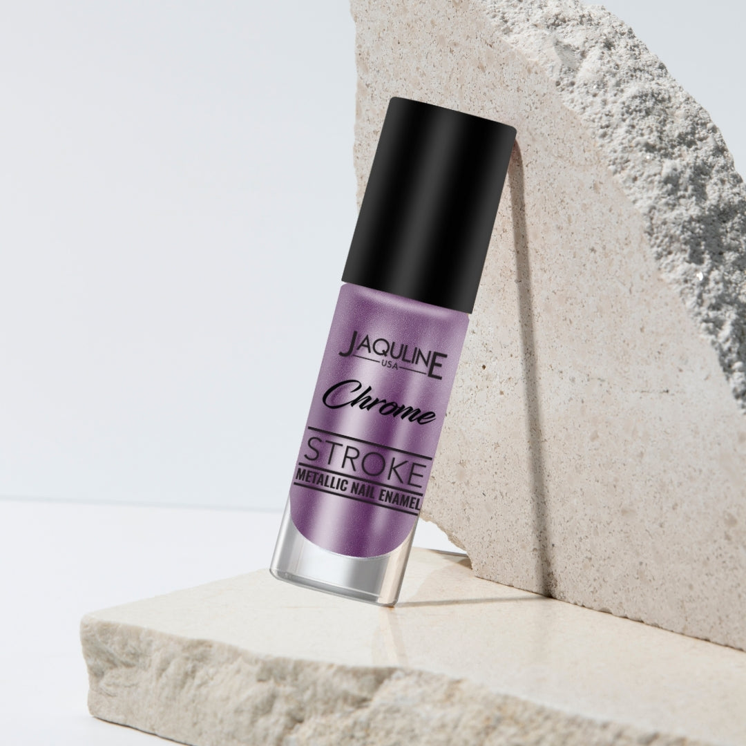 Jaquline USA Chrome Stroke Nail Polish, Intense Metallic Finish, Long Lasting, Intense Shine - Holo Lavender 08