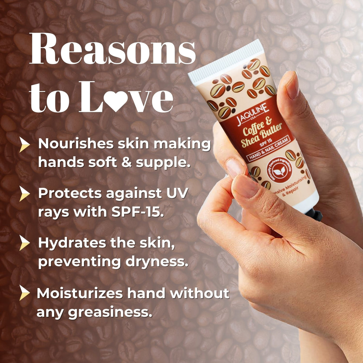 Jaquline USA Coffee & Shea Butter Hand cream- Nourishes hand, makes hand soft & supple, prevents dryness and hydrate skin-30g