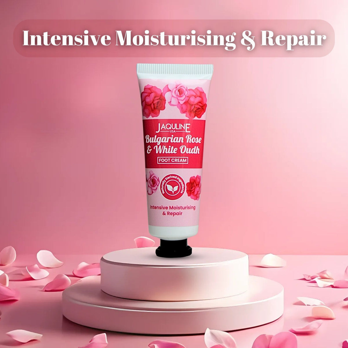 Jaquline USA Bulgarian Rose & White Oudh Foot cream- Provides Intensive Moisturization, heals cracked heels, makes feet soft 