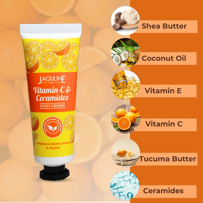 Jaquline USA Vit-C & Ceramides Foot Cream-Provides Intensive Moisturization, heals cracked heels, makes feet soft & supple-30