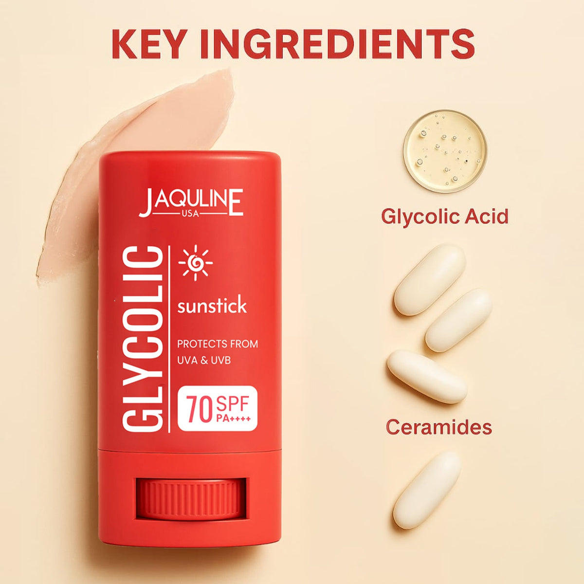 Jaquline USA GLYCOLIC & Sunstick  20G |SPF 70 & PA++++| with non-greasy