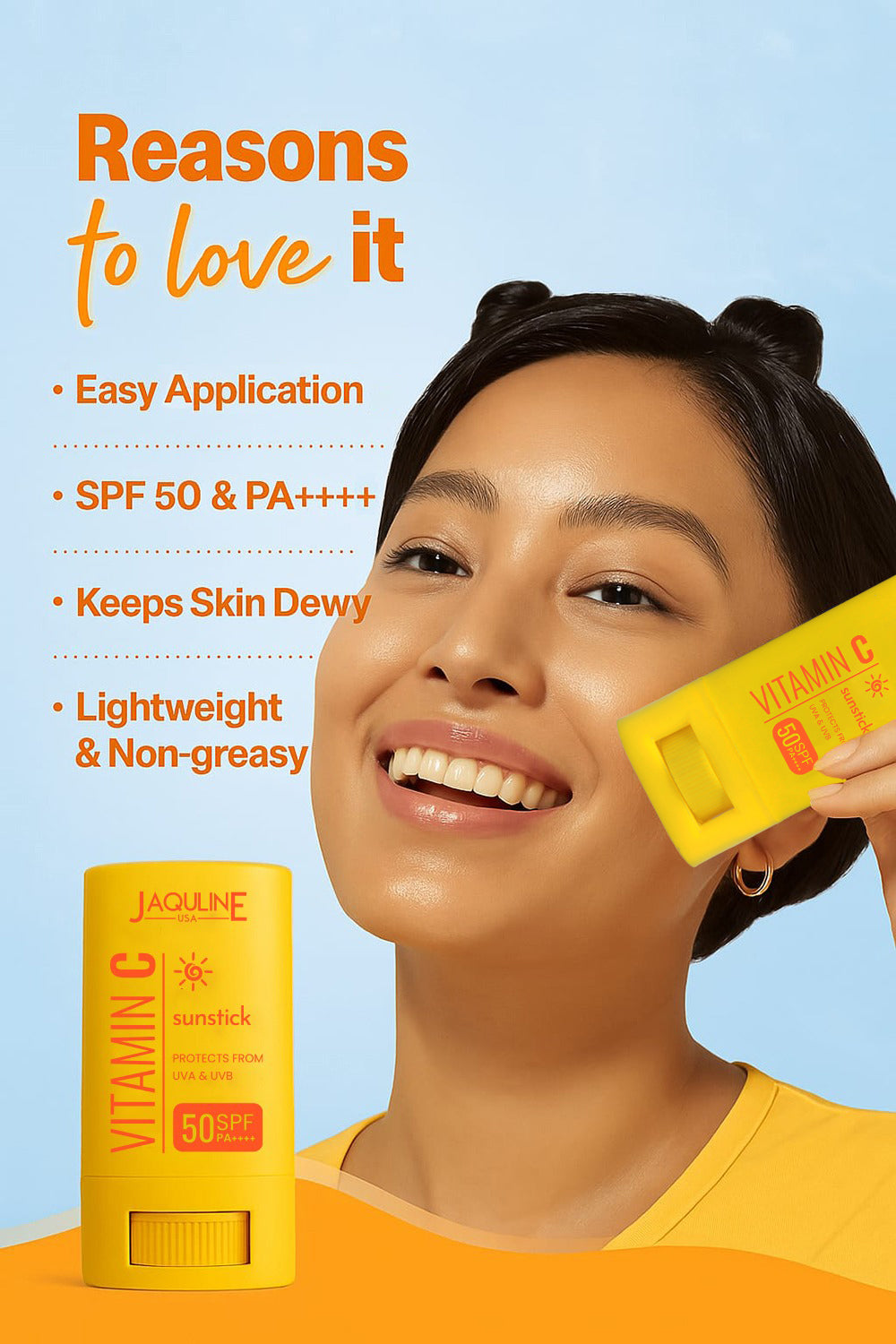 Jaquline USA Vitamin C Sunstick 20G |SPF 50 & PA++++| with non-greasy