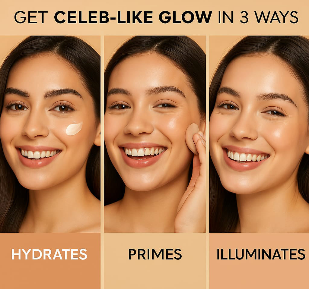 Jaquline USA Lumi Glo Strobe Cream Pink Glo 30g | 3-in-1 Multipurpose Highlighter with Hyaluronic Acid