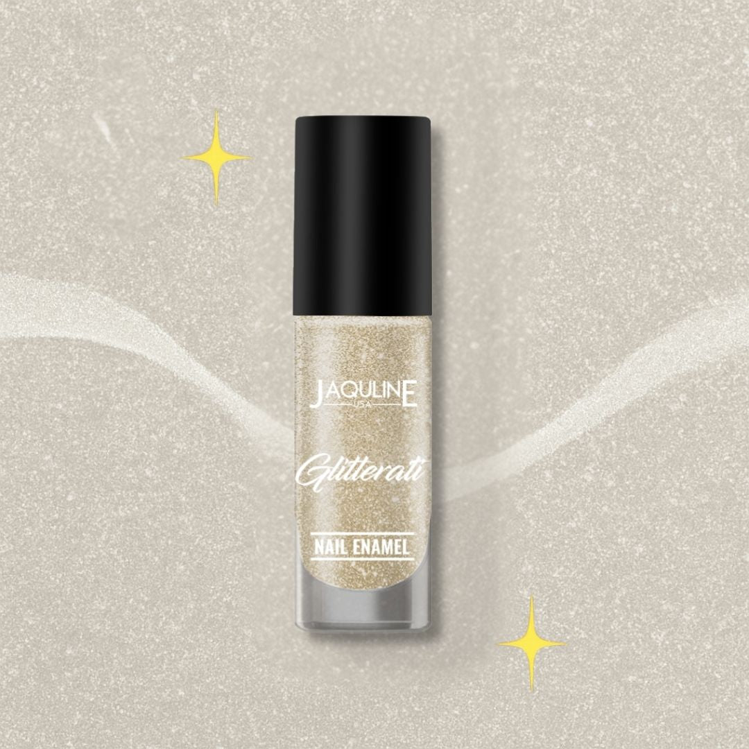 Jaquline USA Glitterati Nail Enamel, High- Impact glitter, Shimmery effect, multi-dimensional shine, Milky Way 01