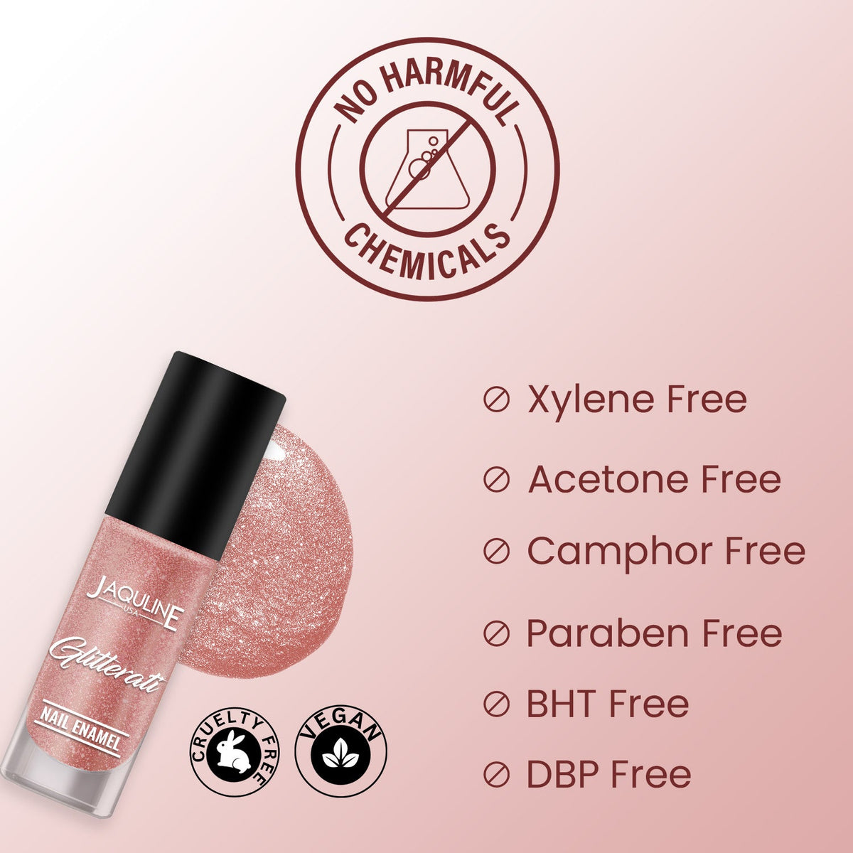 Jaquline USA Glitterati Nail Enamel, High- Impact glitter, Shimmery effect, multi-dimensional shine, Solar Flare 05