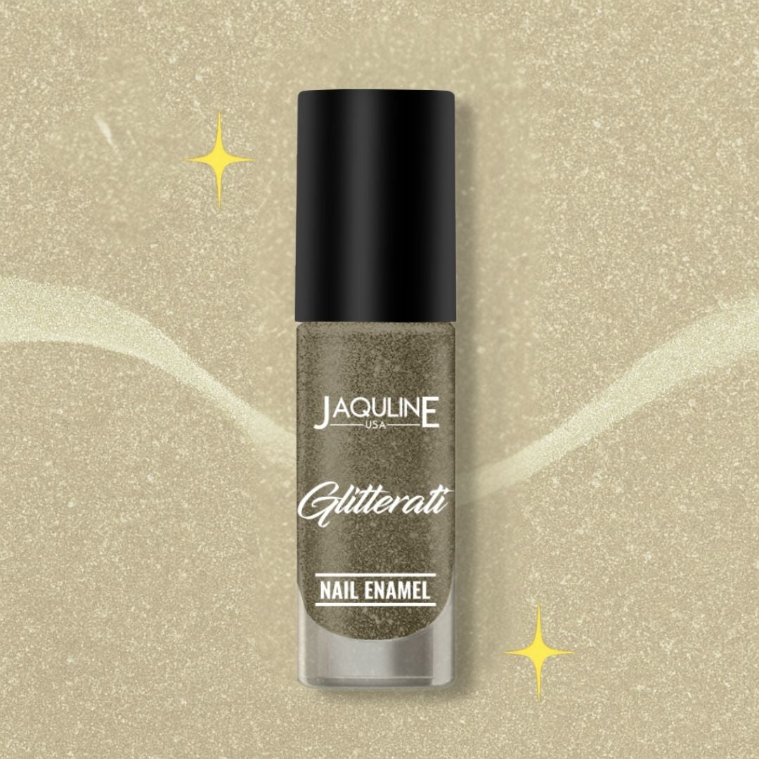 Jaquline USA Glitterati Nail Enamel, High- Impact glitter, Shimmery effect, multi-dimensional shine, Golden Dust 08