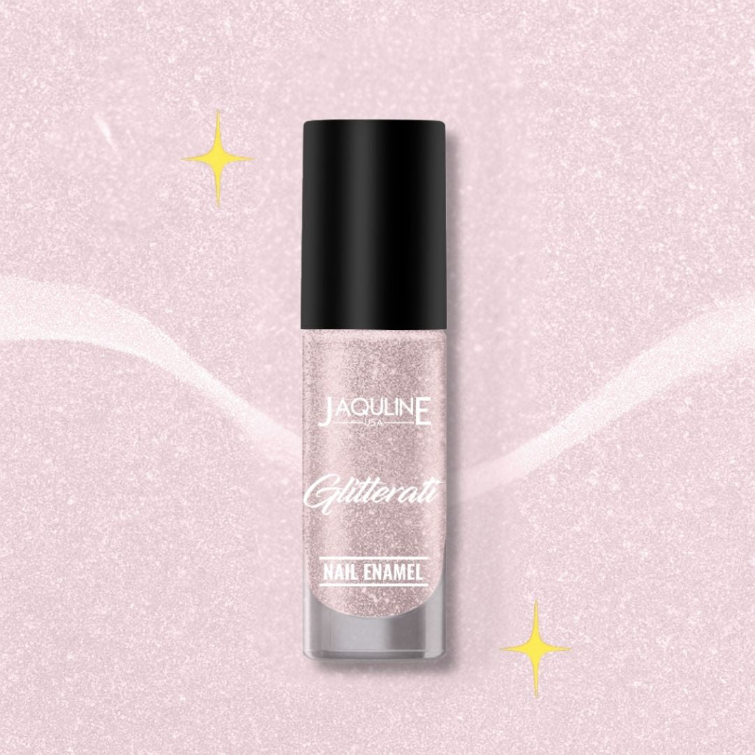 Jaquline USA Glitterati Nail Enamel, High- Impact glitter, Shimmery effect, multi-dimensional shine, Blush Star 02