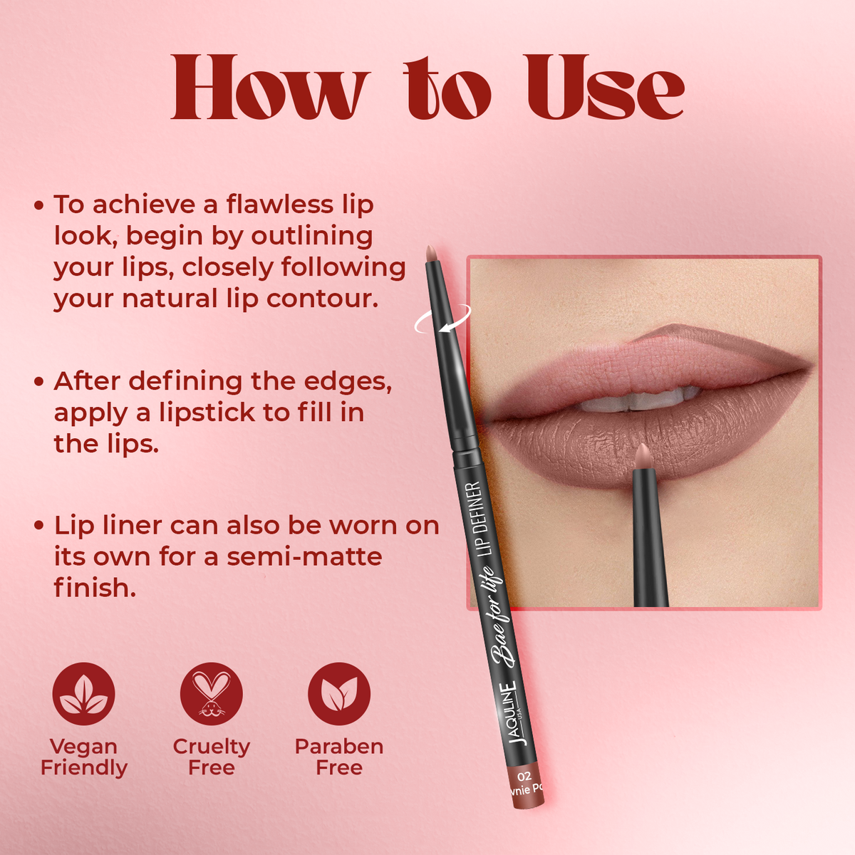 Jaquline USA Bae For Life Lip Definer 0.3g Brownie Points 02