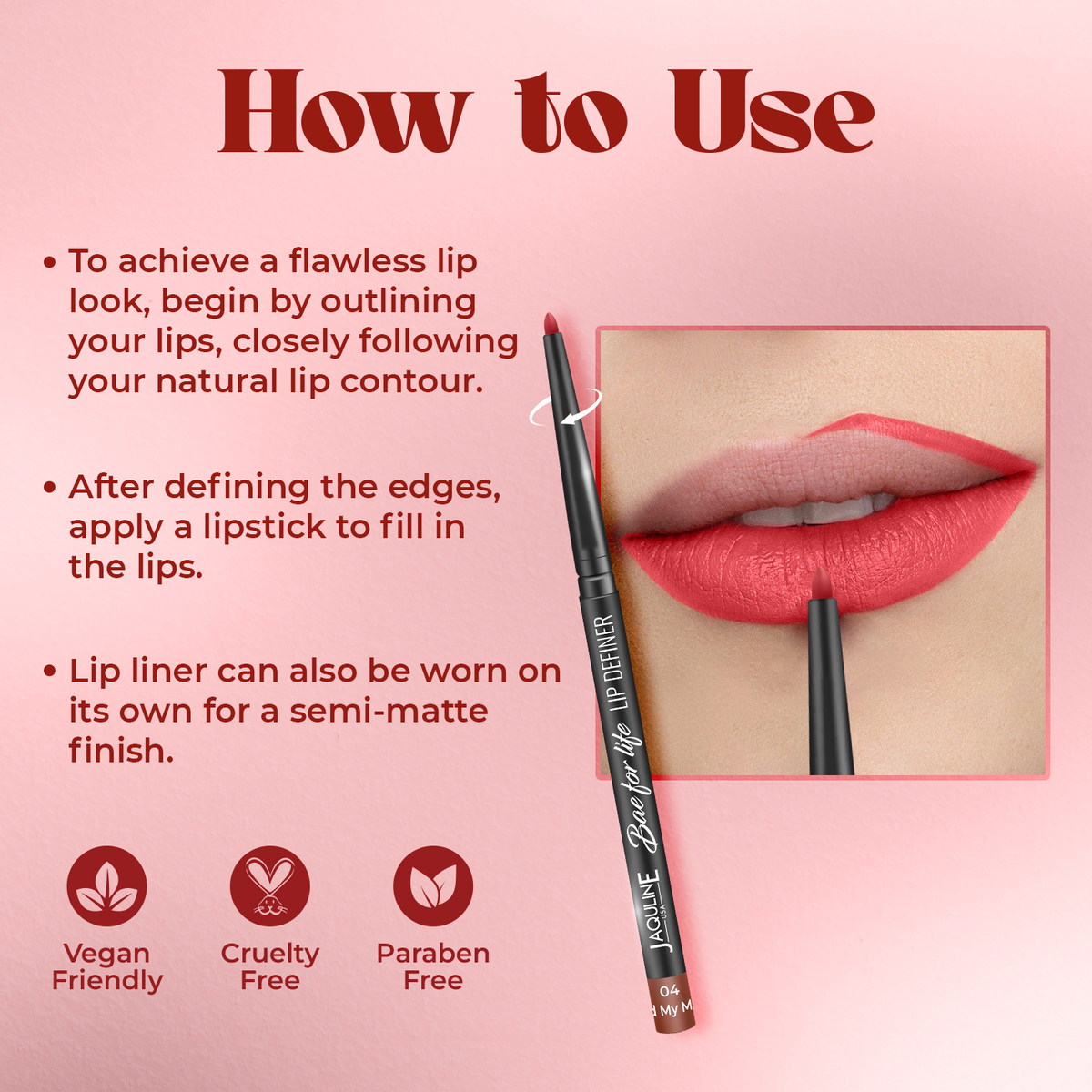 Jaquline USA Bae For Life Lip Definer 0.3g Red My Mind 04
