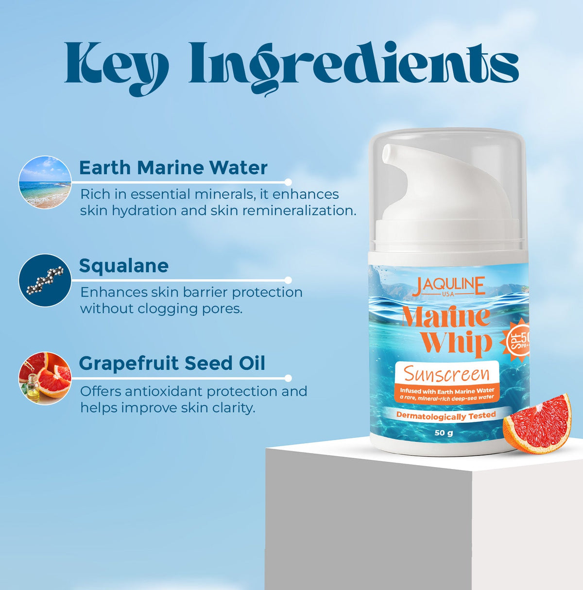 Jaquline USA Marine Whip SPF 50 Sunscreen 50g