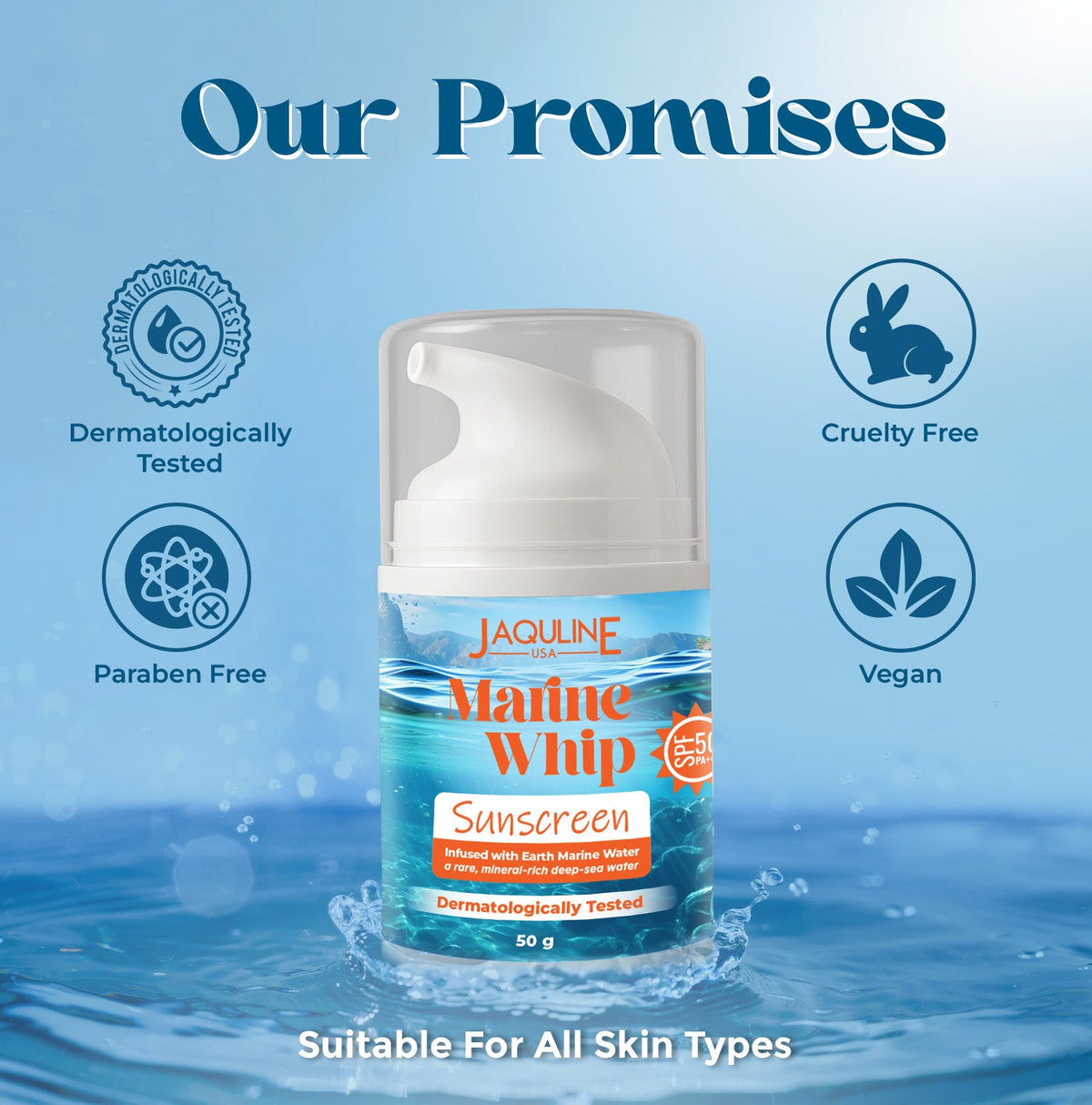 Jaquline USA Marine Whip SPF 50 Sunscreen 50g