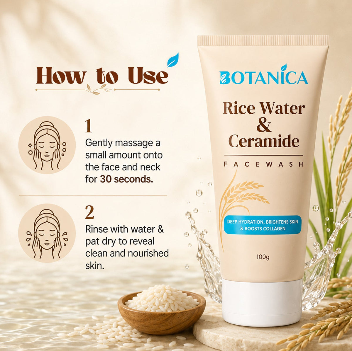  BOTANICA Rice Water & Ceramide Facewash