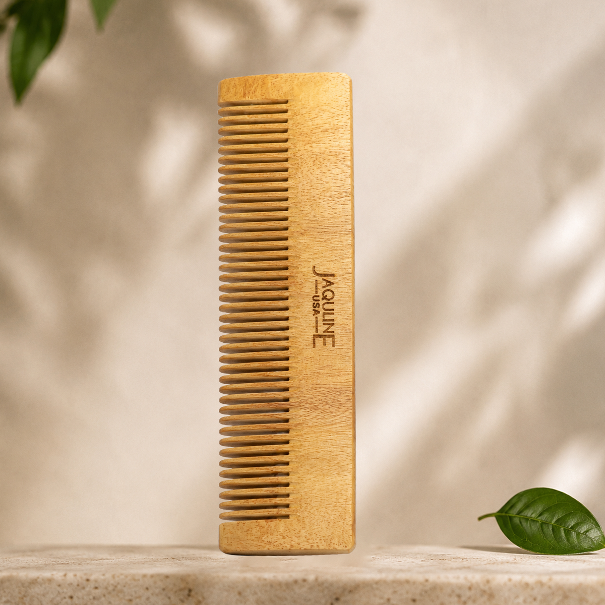 JAQULINE USA Neem Wood Hair Comb Wooden Comb for Hair Growth Anti Dandruff Scalp Massage Frizz Control Detangling Natural Her