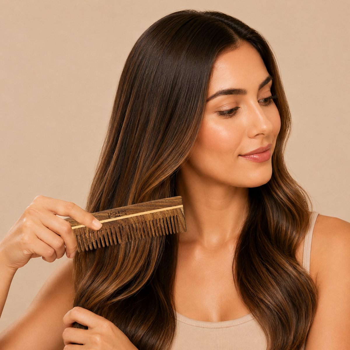JAQULINE USA Rosewood Wooden Dual Tooth Comb Teeth Detangling Styling Comb Anti Frizz Scalp Massage Natural Grooming Tool for