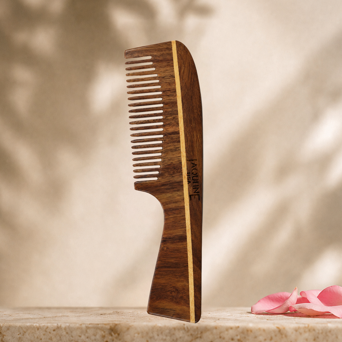 JAQULINE USA Rosewood Wooden Handle Comb Detangling Hair Comb Anti Frizz Scalp Massage Easy Grip Styling Tool Natural Wooden 