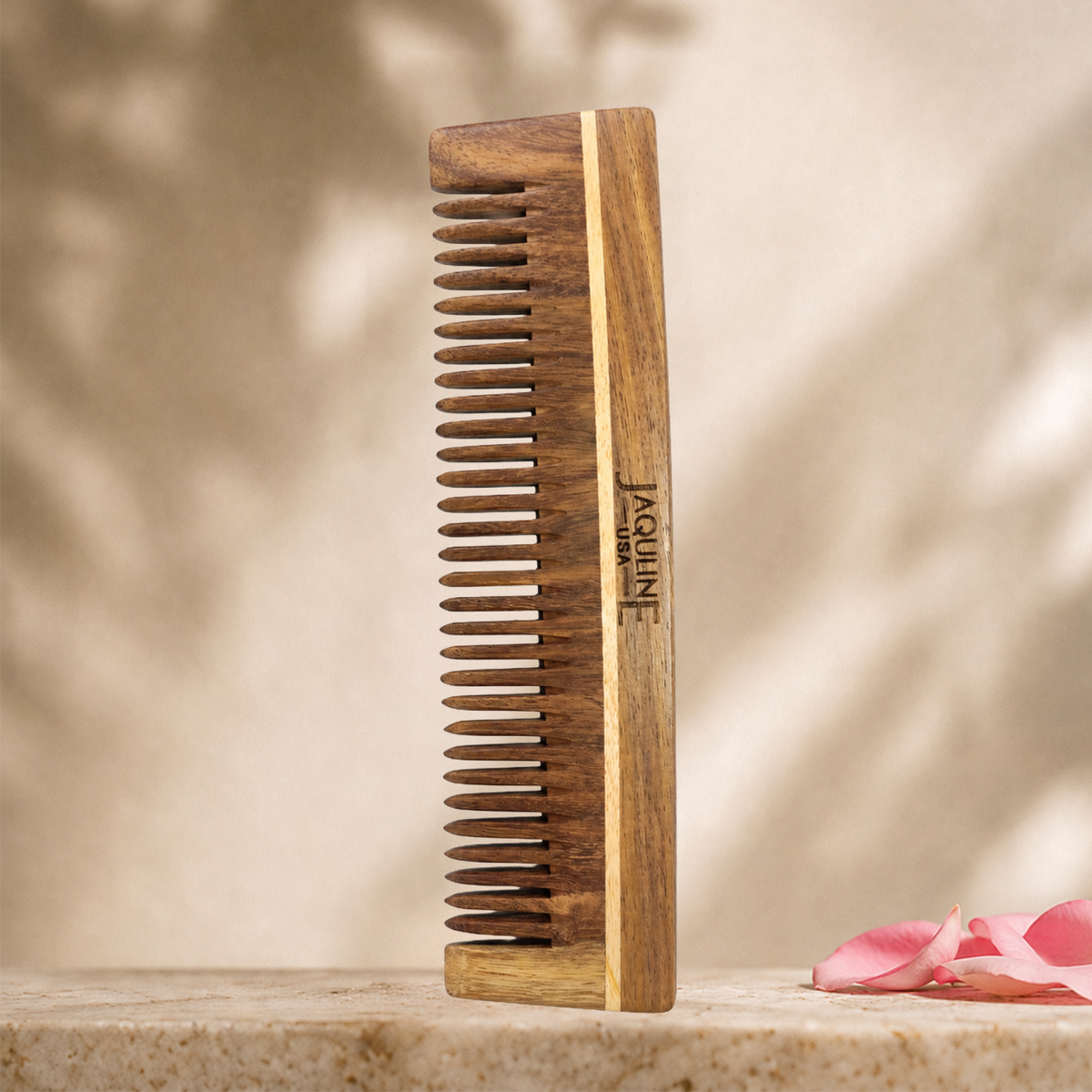 JAQULINE USA Rosewood Wooden Grooming Comb Anti Frizz Detangling Comb Smooth Teeth Scalp Massage Natural Hair Care Tool for M