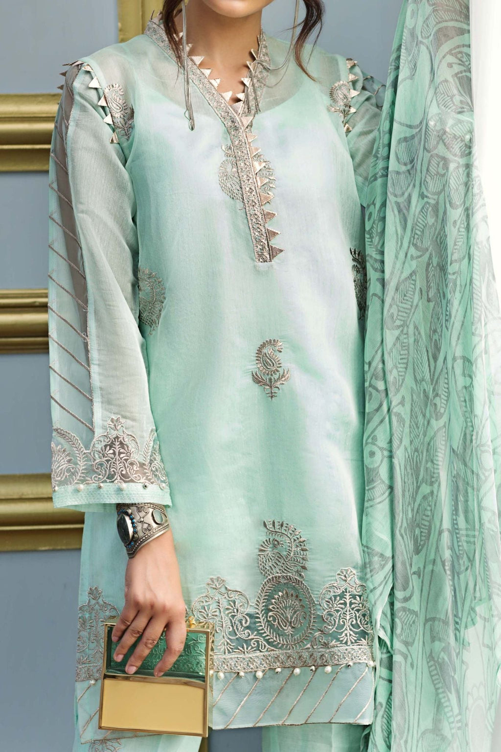 Komal's FE-124 Formal Embroidered Chiffon 3PC Suit