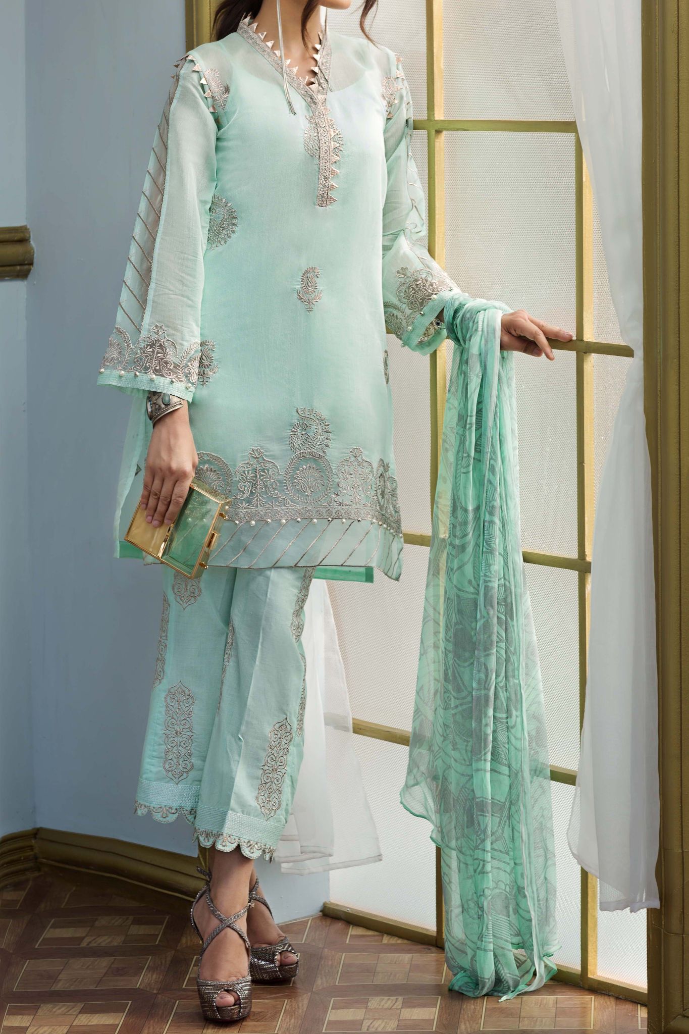 Komal's FE-124 Formal Embroidered Chiffon 3PC Suit