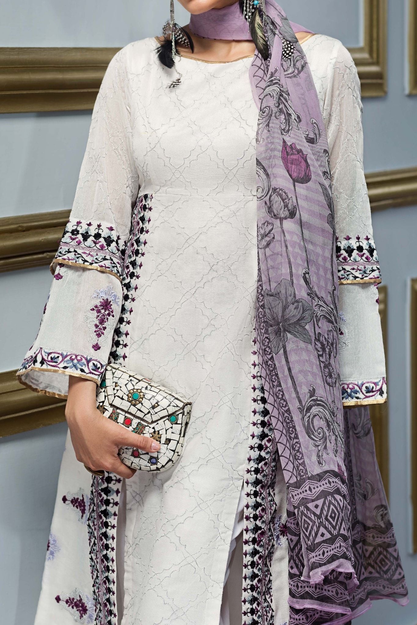 Komal's FE-133 Formal Embroidered Chiffon 3PC Suit
