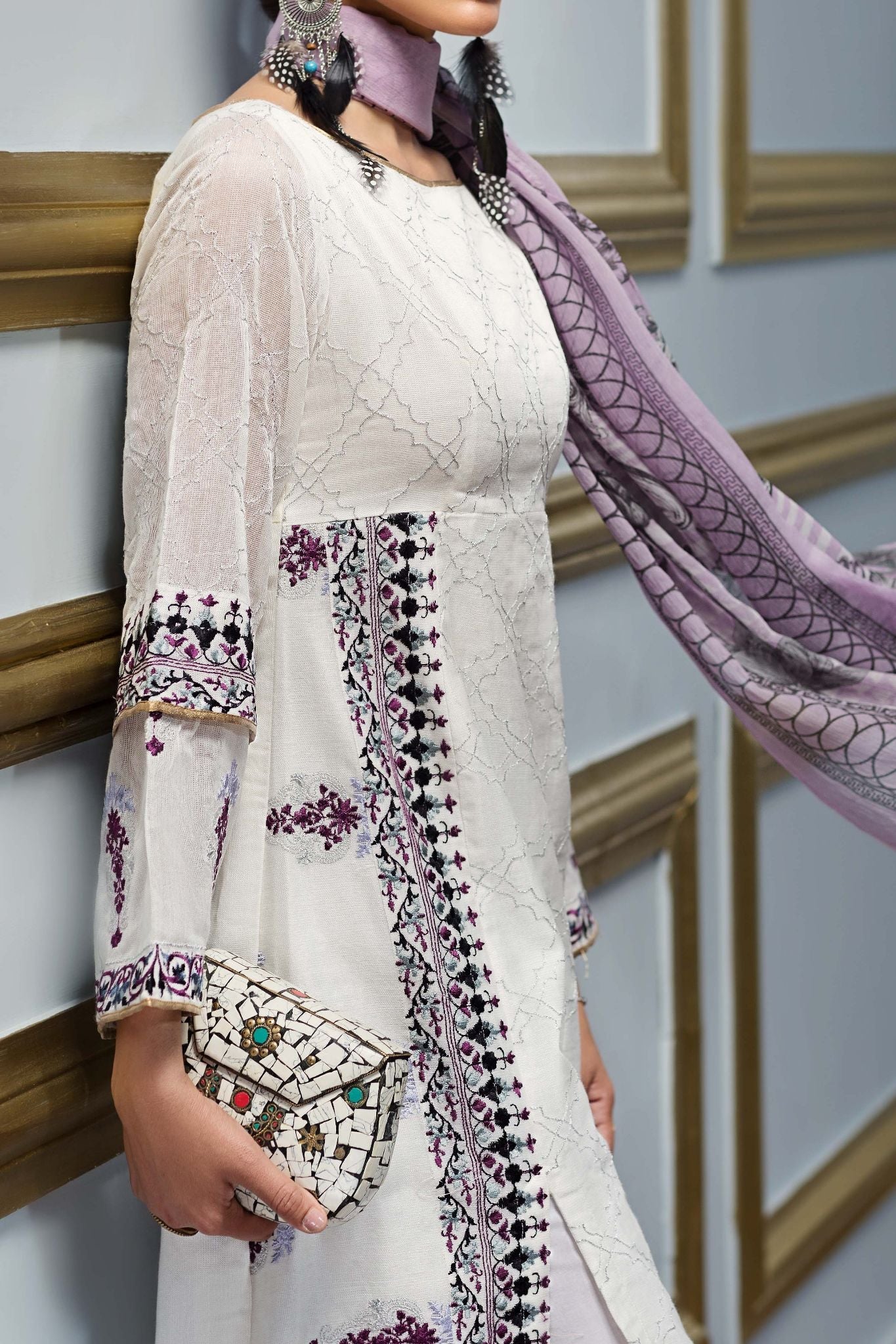 Komal's FE-133 Formal Embroidered Chiffon 3PC Suit