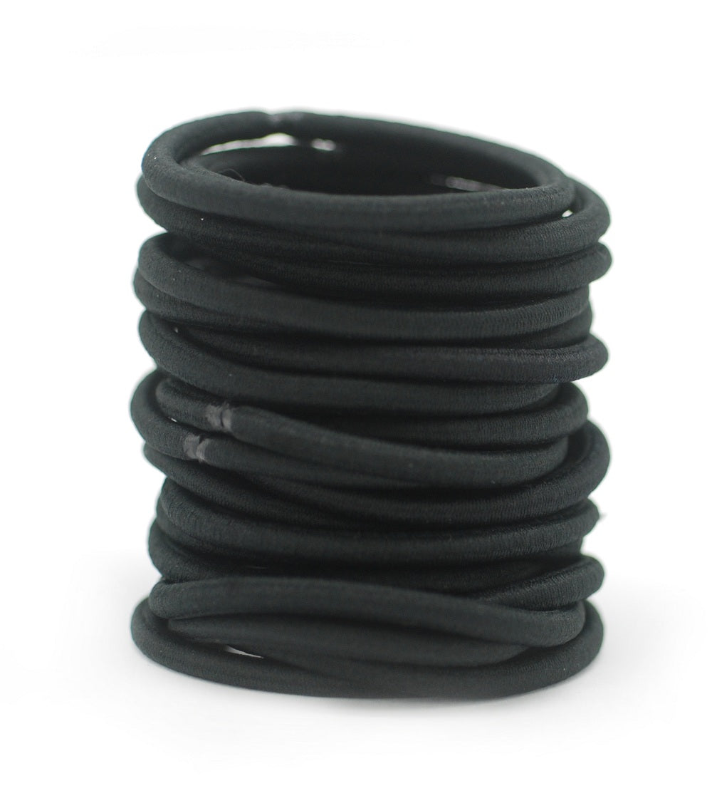 Basicare Black Color Long Lasting Snag Free Round Elastic. No Metal Hair Elastics, Elastic Hair Band For Thick, Curly And Str