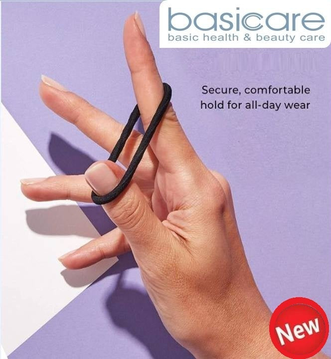 Basicare Black Color Long Lasting Snag Free Round Elastic. No Metal Hair Elastics, Elastic Hair Band For Thick, Curly And Str