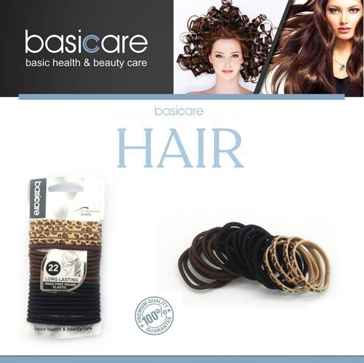 Basicare Long Lasting Snag Free Elastic. No Metal Hair Elastics, Elastic Hair Band For Thick, Curly And Straight Hair Ponytai