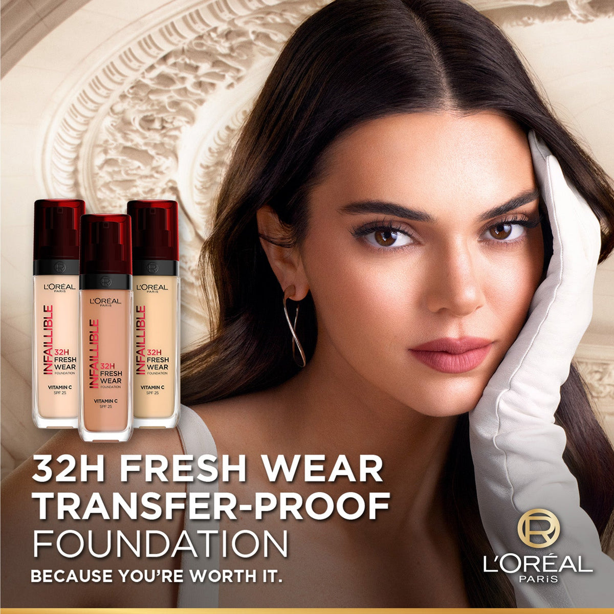 L’Oréal Paris Infallible 32H Fresh Wear Foundation, Luminous Coverage, Shade No 340, 30ml