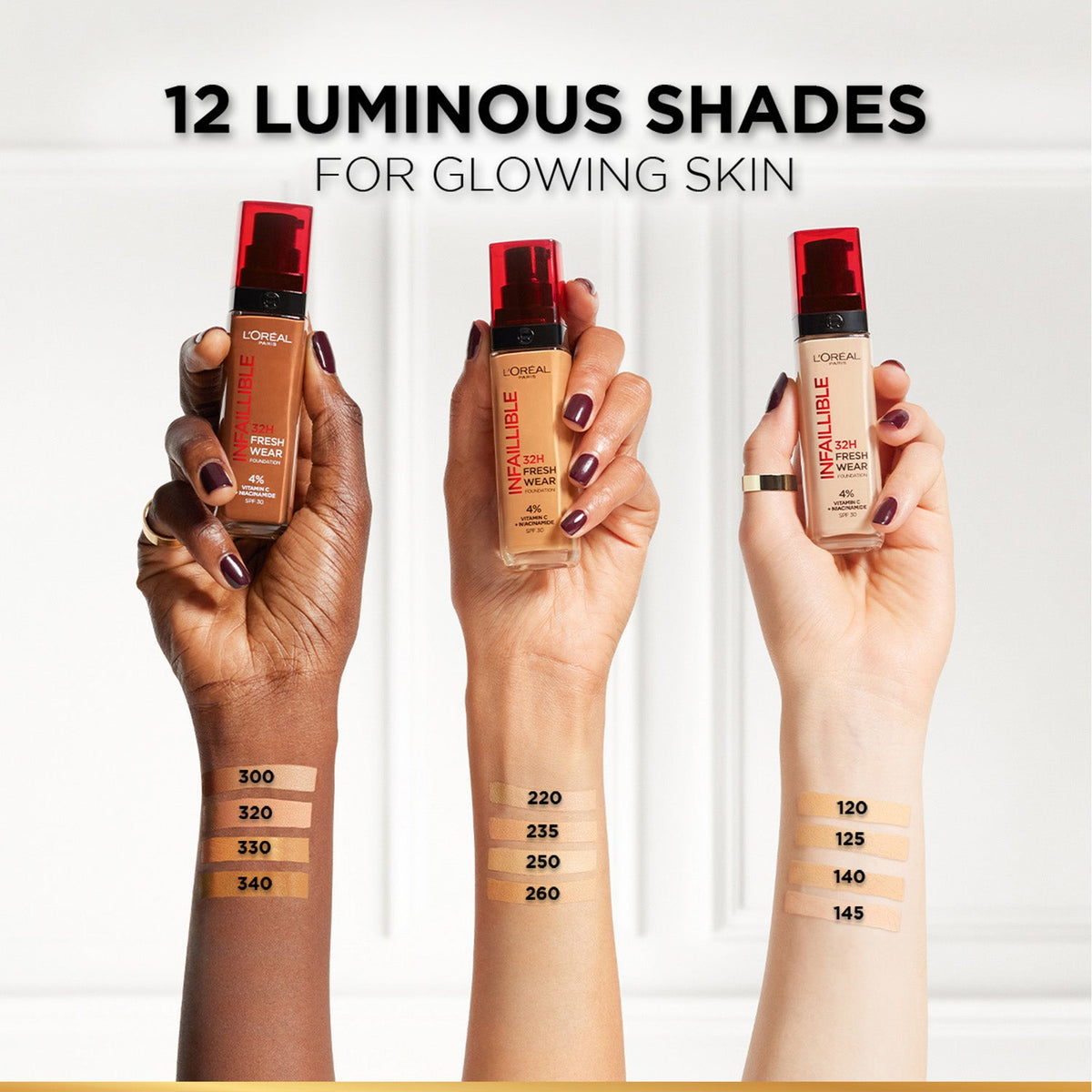 L’Oréal Paris Infallible 32H Fresh Wear Foundation, Luminous Coverage, Shade No 340, 30ml