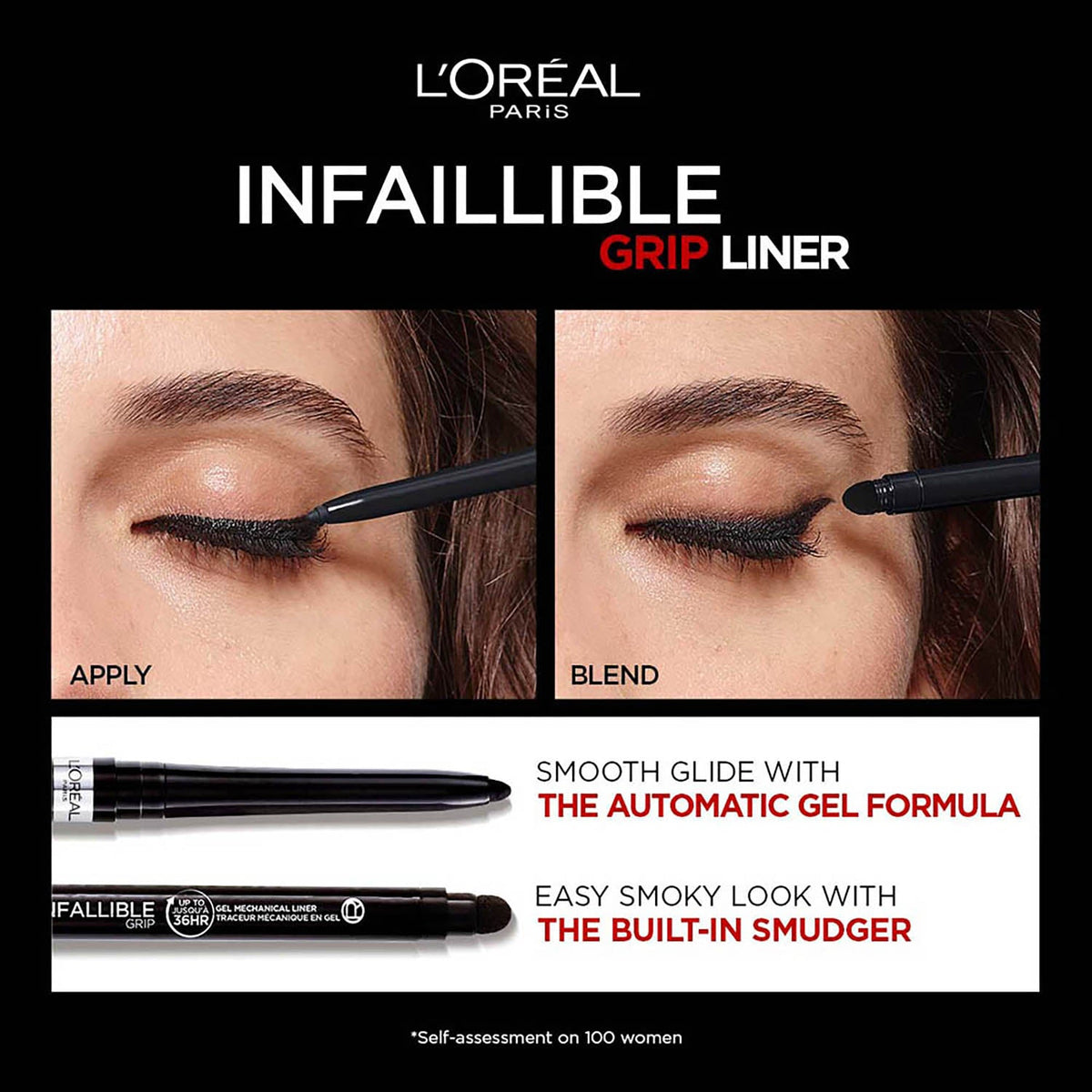 L'Oreal Paris INFAILLIBLE GRIP Upto 36H Gel Automatic Eye Liner -001 Intense Black
