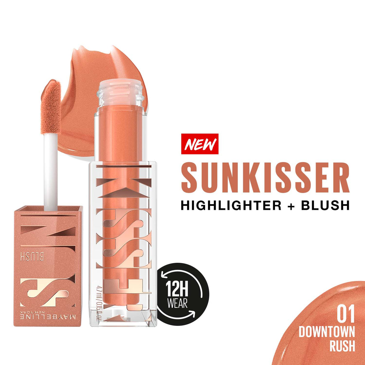 Maybelline New York Sunkisser Highlighter + Blush, Downtown Rush, 4.7 g