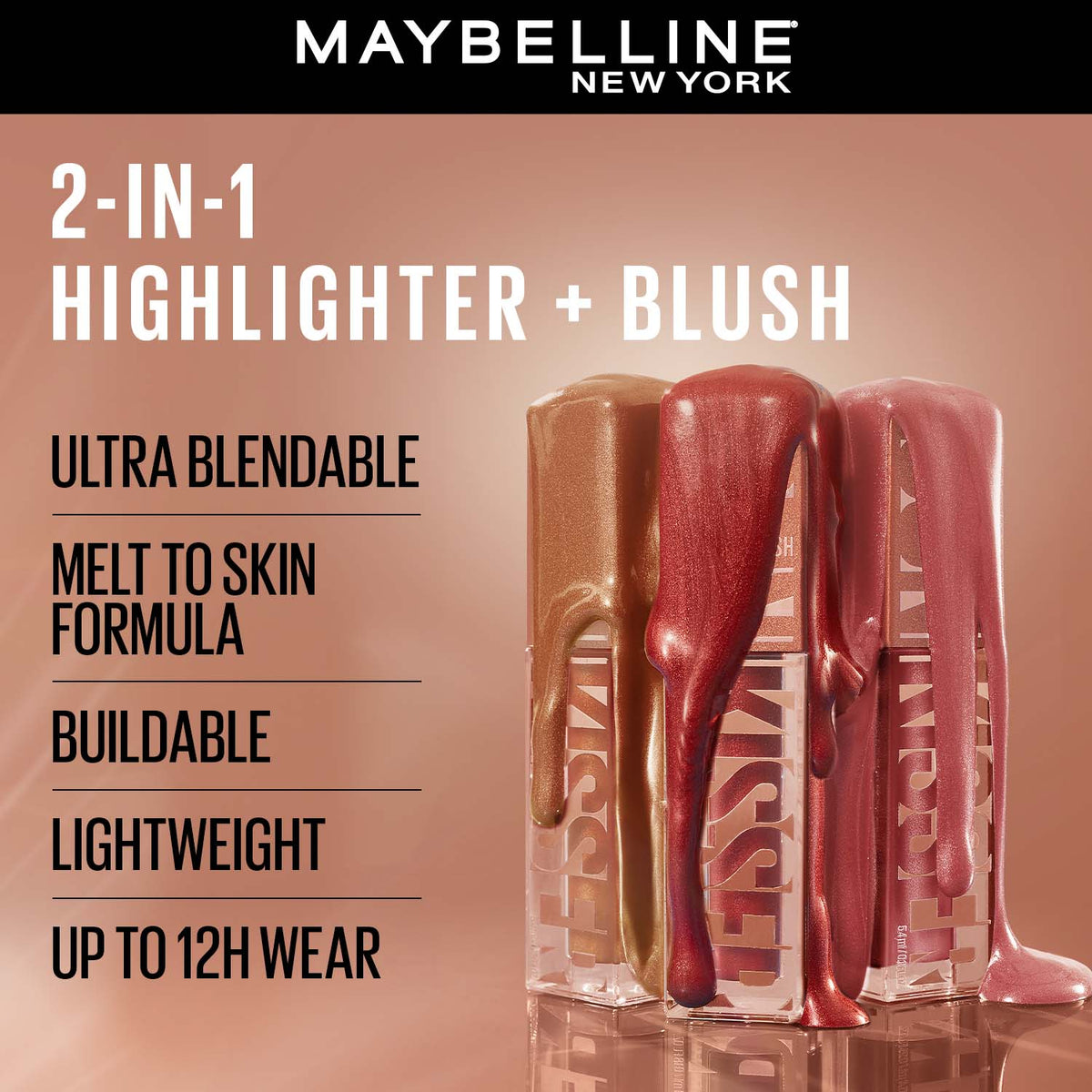 Maybelline New York Sunkisser Highlighter + Blush, Electric Bronze, 4.7 g